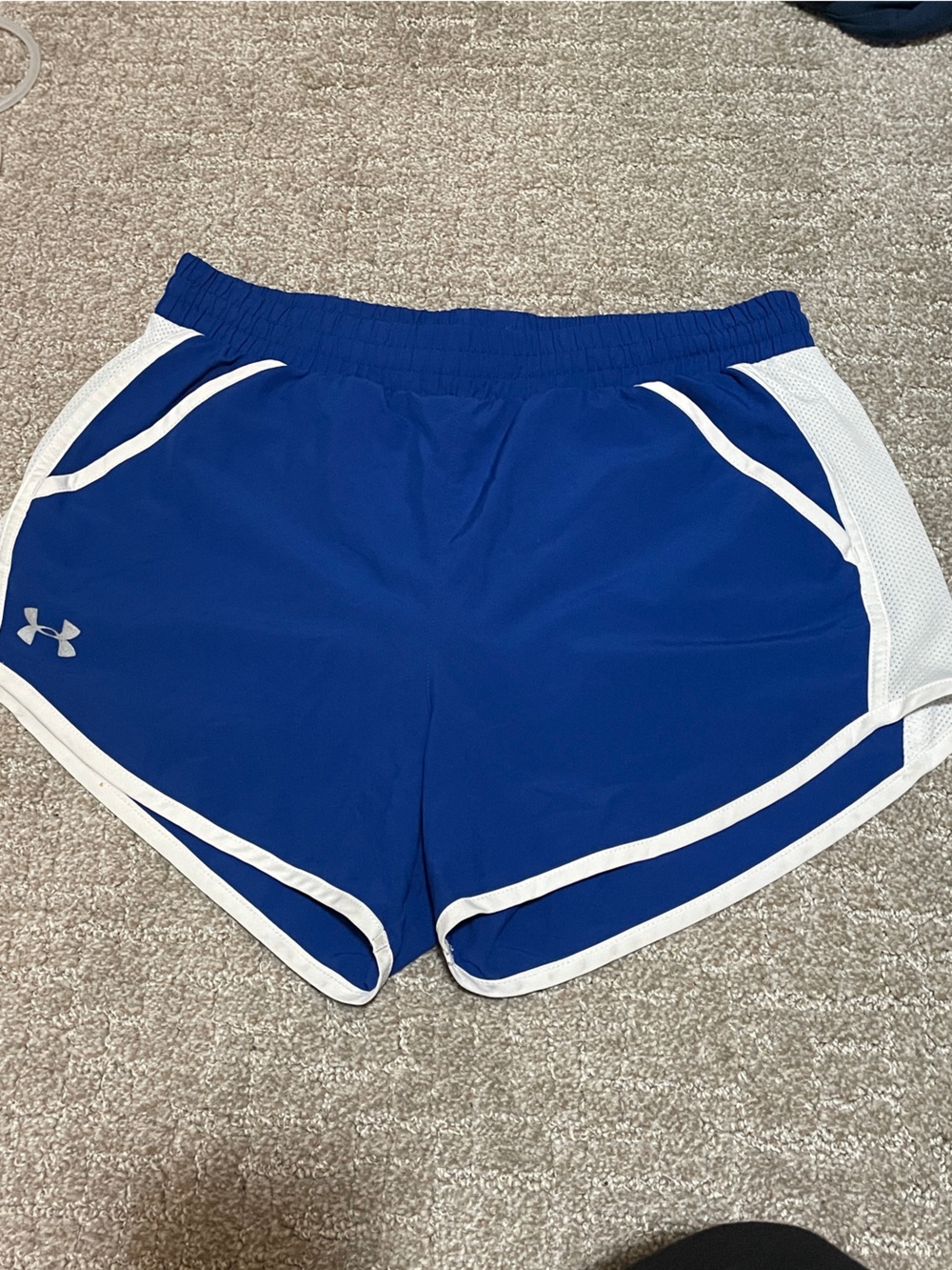 Under Armour Women's Royal Blue Running Shorts with White Accents
